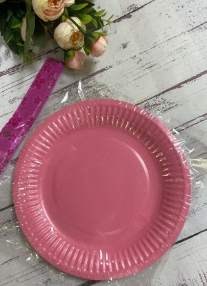 Набор одноразовых тарелок 18см 10шт, цв. розовый