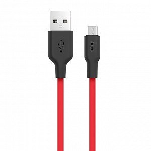 Кабель USB - micro USB Hoco X21 Silicone  100см 2A (black/red)