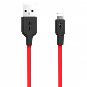 Кабель USB - Apple lightning Hoco X21 Silicone  100см 2A (black/red)