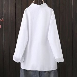 Стильная асимметричная рубашка с декоративной кулиской, белый