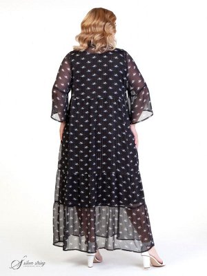Платье Элегантное, длинное платье для торжественных случаев из ткани с оригинальным принтом, выполненным в технике digital. Платье двухслойное, нижний слой выполняет функцию подкладки. Рукав втачной, 