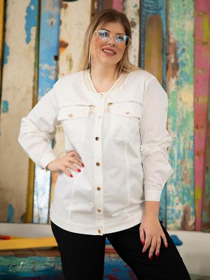 Жакет Молодежный жакет прямого силуэта, стилизованный под джинсовую куртку, выполнен из однотонной смесовой ткани с большим содержанием хлопкового волокна. Рукав втачной, длинный, с разрезом в локтево