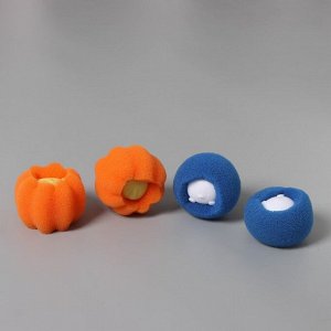Шарики для стирки Доляна, набор 4 шт., d=8 см, синие/оранжевые