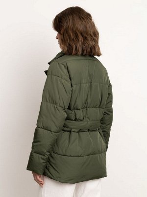 Стеганая куртка с поясом N011/grassy
