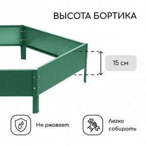 Клумба оцинкованная, d = 140 см, h = 15 см, зелёная, Greengo