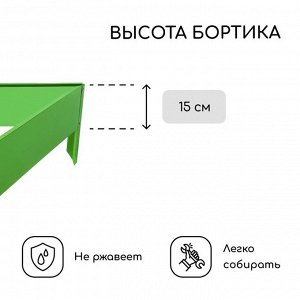 Клумба оцинкованная, 50 ? 15 см, ярко-зелёная, «Терция», Greengo