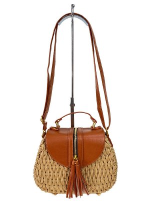 Женская сумка плетеная из соломы, цвет песочный