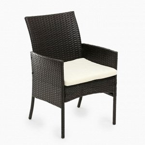 Набор мебели: Стол и 2 кресла коричневого  цвета с белой подушкой