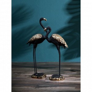Набор садовых фигур "Фламинго", полистоун, 95 см, 2 шт, матово-чёрный, 1 сорт, Иран
