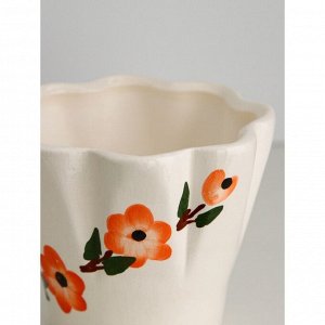 Кашпо "Оранжевые цветы", 0.6 л, керамика, Иран