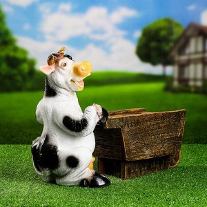 Садовая фигура "Корова с тележкой" 34см