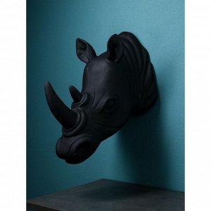 Садовая фигура "Голова носорога", полистоун, 71 см, матово-чёрный, 1 сорт, Иран