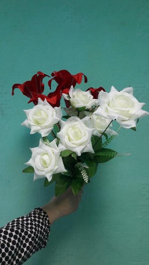 Букет лилии с розой Н:45см/11г.