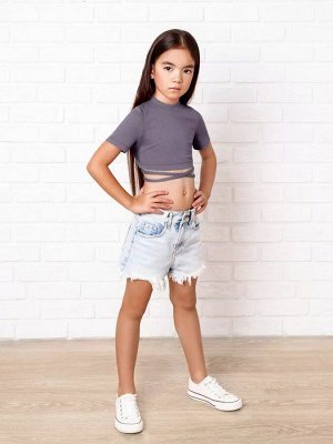 Футболка для девочки с короткими рукавами на завязках Amarobaby Generation, фиолетовый