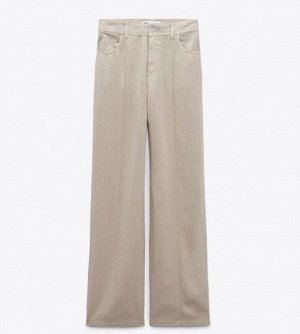 БРЮКИ STRAIGHT LEG ИЗ СМЕСОВОГО ЛЬНА С ДЕКОРАТИВНЫМИ ШВАМИ арт. 1879022 711, натуральный