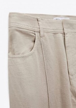 БРЮКИ STRAIGHT LEG ИЗ СМЕСОВОГО ЛЬНА С ДЕКОРАТИВНЫМИ ШВАМИ арт. 1879022 711, натуральный