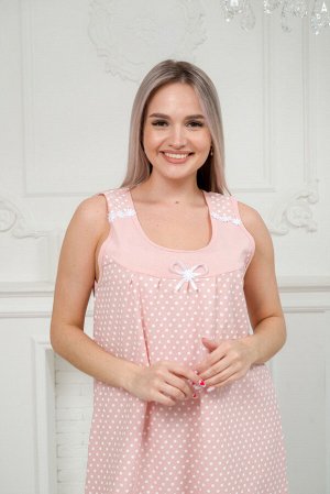 Ночная сорочка из кулирки Василиса горошек на какао
