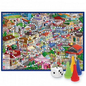 Игра-ходилка с фишками. В городе. 59,5х42 см. ГЕОДОМ
