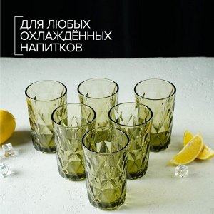 Набор стеклянных стаканов Magistro «Круиз», 350 мл, 8?12,5 см, 6 шт, цвет зелёный