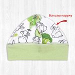 Шапочка для новорожденных &quot;Крошка&quot; интерлок кролики/капуста
