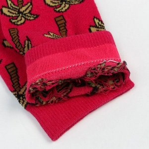 Носки женские "Пальмы", цвет розовый, размер 23-25