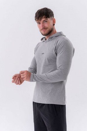 Мужской лонгслив NEBBIA Long-sleeve T-shirt with a hoodie 330 (Светло-серый)
