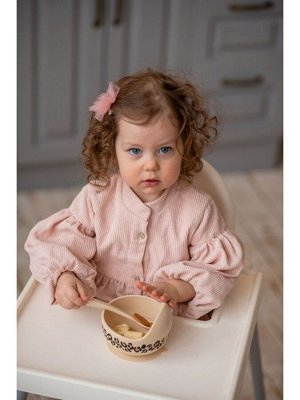 Набор для кормления чаша на присоске с ложкой EXCLUSIVE BABY цвет LEOPARD