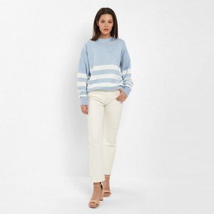 Джемпер женский MINAKU: Casual Collection цвет экрю/голубой