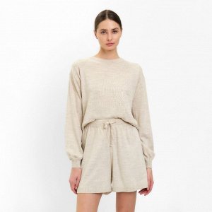 Комплект женский (джемпер, шорты) MINAKU: Casual Collection, бежевый