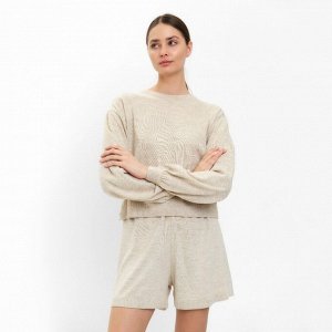 Комплект женский (джемпер, шорты) MINAKU: Casual Collection, бежевый