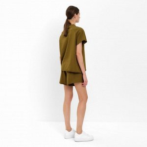 Комплект женский (майка, шорты) MINAKU: Casual Collection, хаки