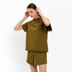 Комплект женский (майка, шорты) MINAKU: Casual Collection, хаки