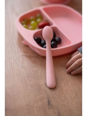 Секционная детская силиконовая тарелка на присоске цвет Светло-розовый