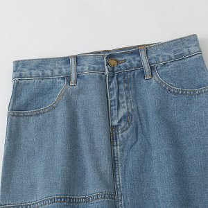 Женская джинсовая юбка с разрезами