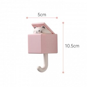 Крючок "Котенок" для одежды, ключей и других мелочей, цвет розовый (размер 5х10,5 см)