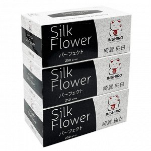 Салфетки в коробке INSHIRO SilkFlower 2-х. сл. белые (коробка чёрно/белая) (250 шт.) 1/3/48 SF433