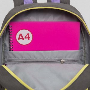 Рюкзак школьный с карманом для ноутбука 13", анатомической спинкой, для девочки, школьный девочке, серый с кошкой