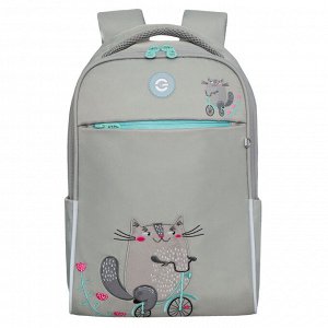 Школьный рюкзак для девочек: модный и практичный, легкий, серый, кошка