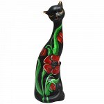 Кошка итальянка с маками черная 21 см