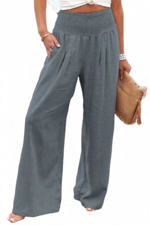 Серые свободные брюки с эластичным поясом