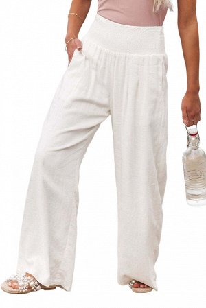 Белые свободные брюки с эластичным поясом