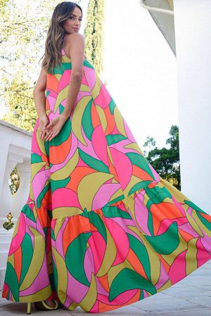VitoRicci Цветное платье-макси в стиле бохо на бретелях с геометрическим принтом