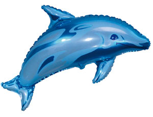 902546 Шар-фигура/ мини фольга, "Дельфин  голубой" (FM), 15"/38 см