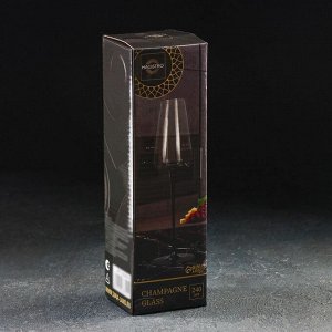 Бокал стеклянный для шампанского Magistro «Идеал», 240 мл, 7,2x26 см, цвет чёрный