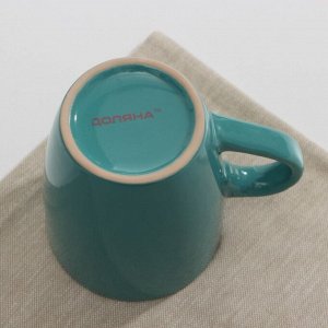 Кружка керамическая Доляна «Дымка», 360 мл, цвет бирюзовый