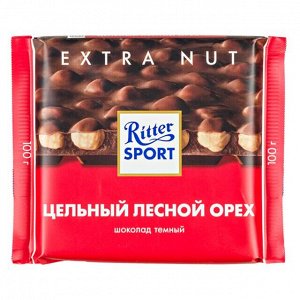 Шоколад Риттер Спорт Цельный Лесной Орех Темный 100 г 1/10