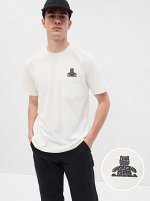 GAP - хлопковая футболка с принтом на спине - New Off-White