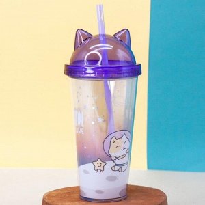 Тамблер "Cat astronaut", purple (400 ml)