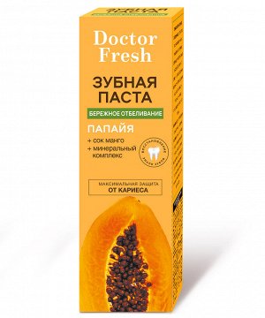 Зубная паста DOCTOR FRESH 75мл Бережное отбеливание Папайя