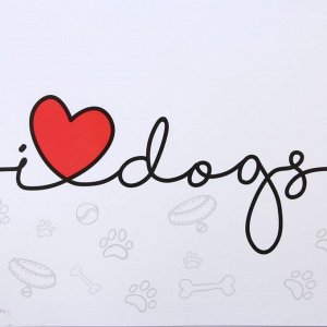 Коврик под миску «I love dogs», 43х28см